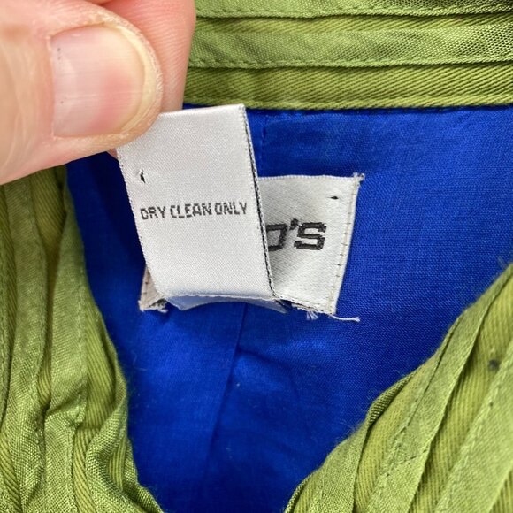 Chicos Blazer Womens 2 US 12 Green Ribbon Stripe Texture Button Stretch Office - Picture 6 of 9